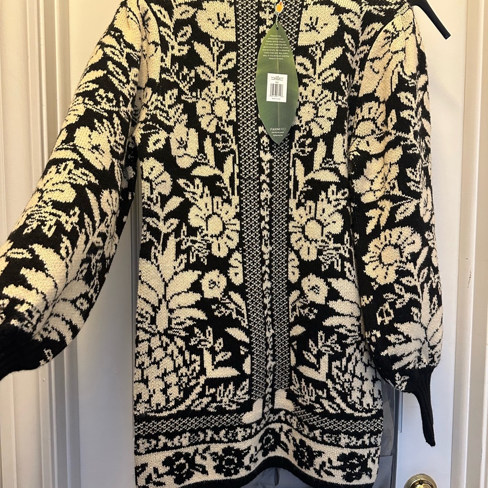 Black Pineapple Mini Sweater Dress by Farm Rio